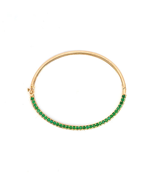 Diamond Side Emerald Bangle