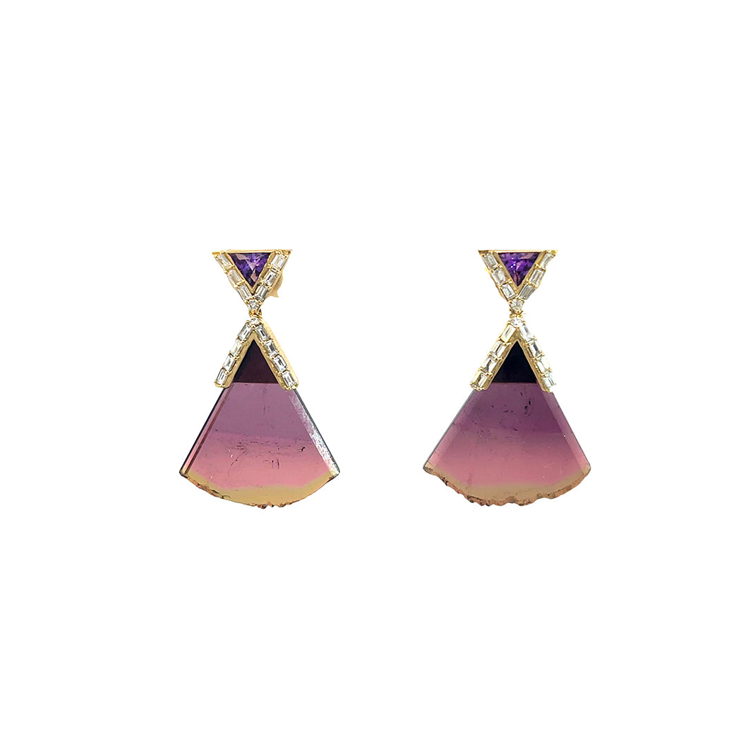 Tourmaline Fans, Amethyst & Diamonds