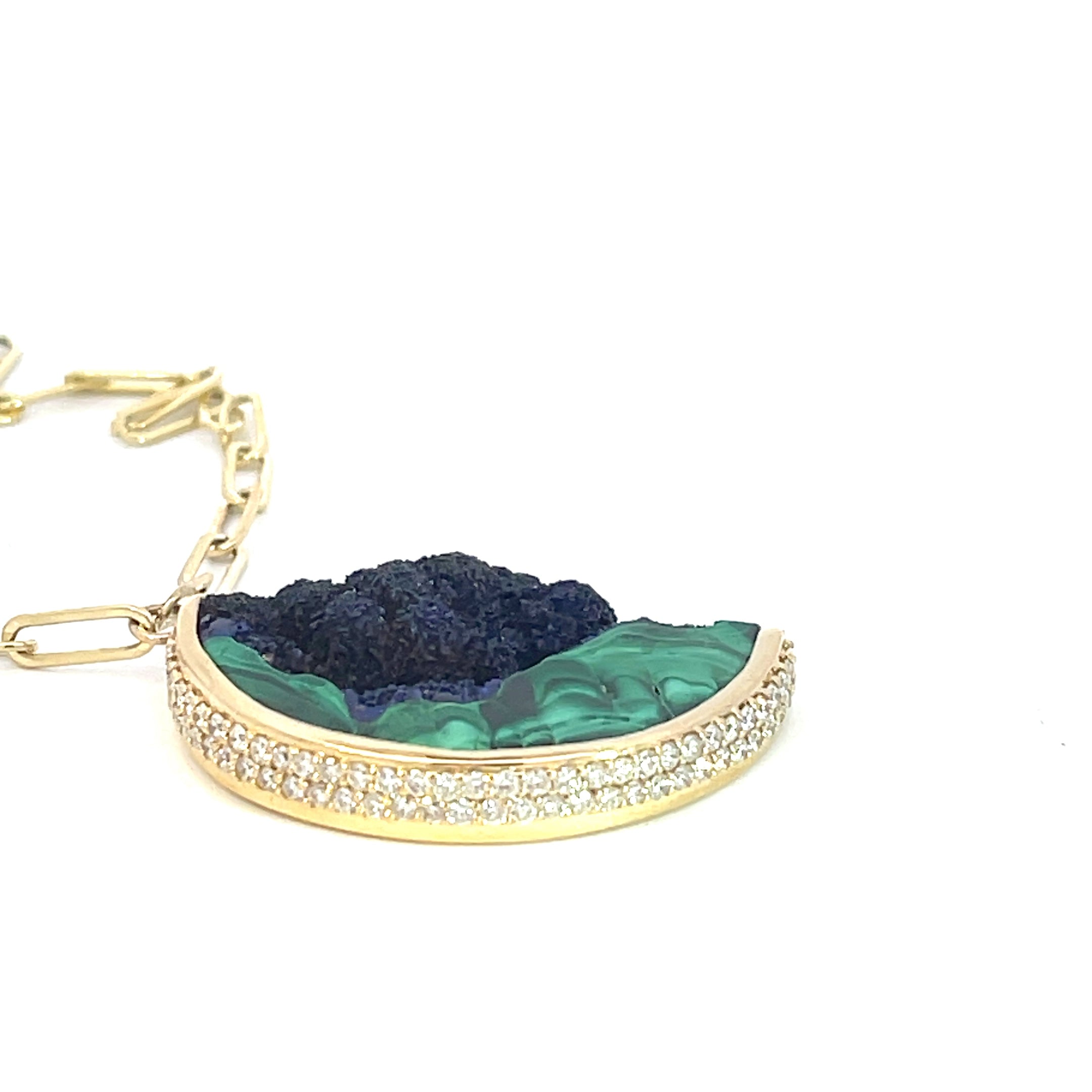 Azurite Crystals in Malachite Moon