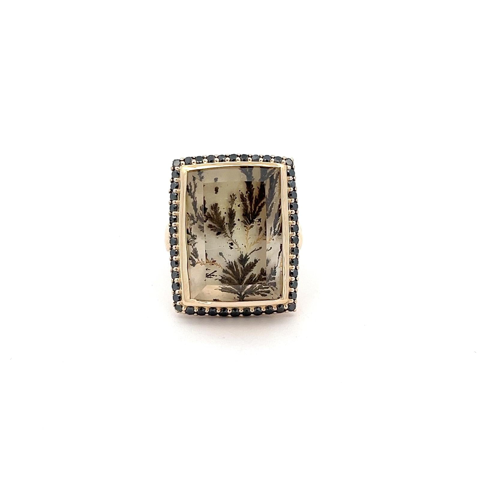 Dendritic Agate, Mother of Pearl Ring