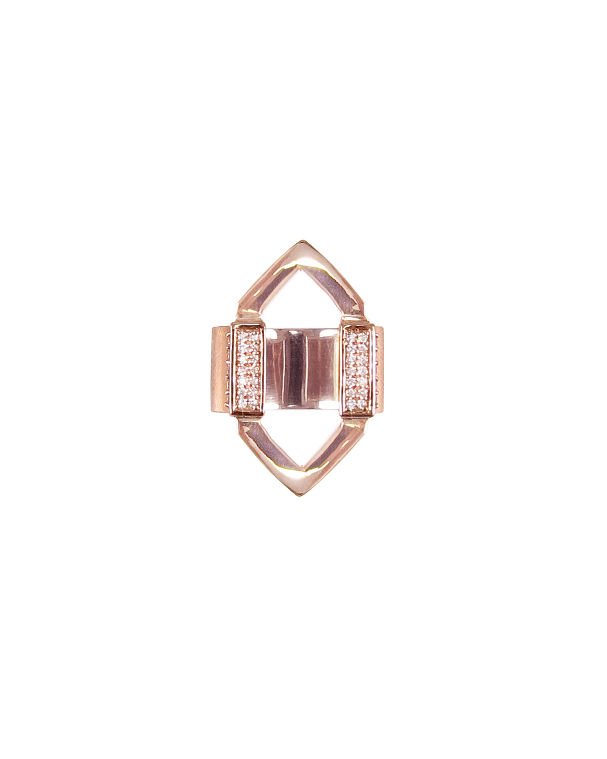 Unusual 14k Diamond Open Marquis ring with cigar band in rose gold