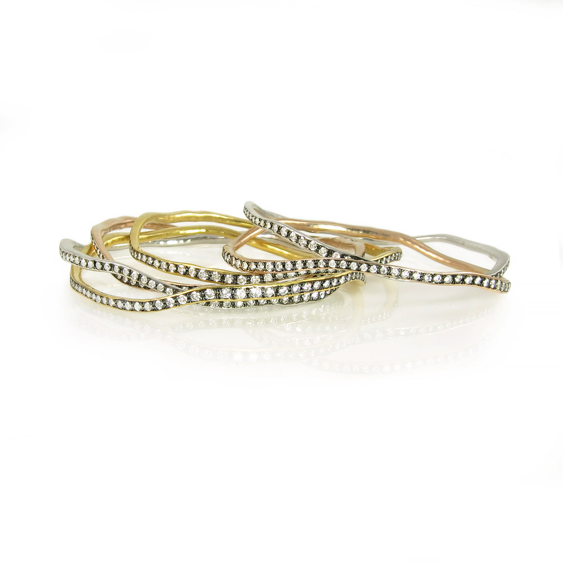 Mixed Gold Wavy Bangles