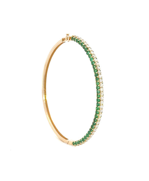 Diamond Side Emerald Bangle