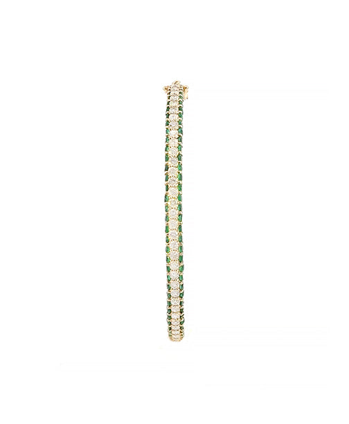 Diamond Side Emerald Bangle