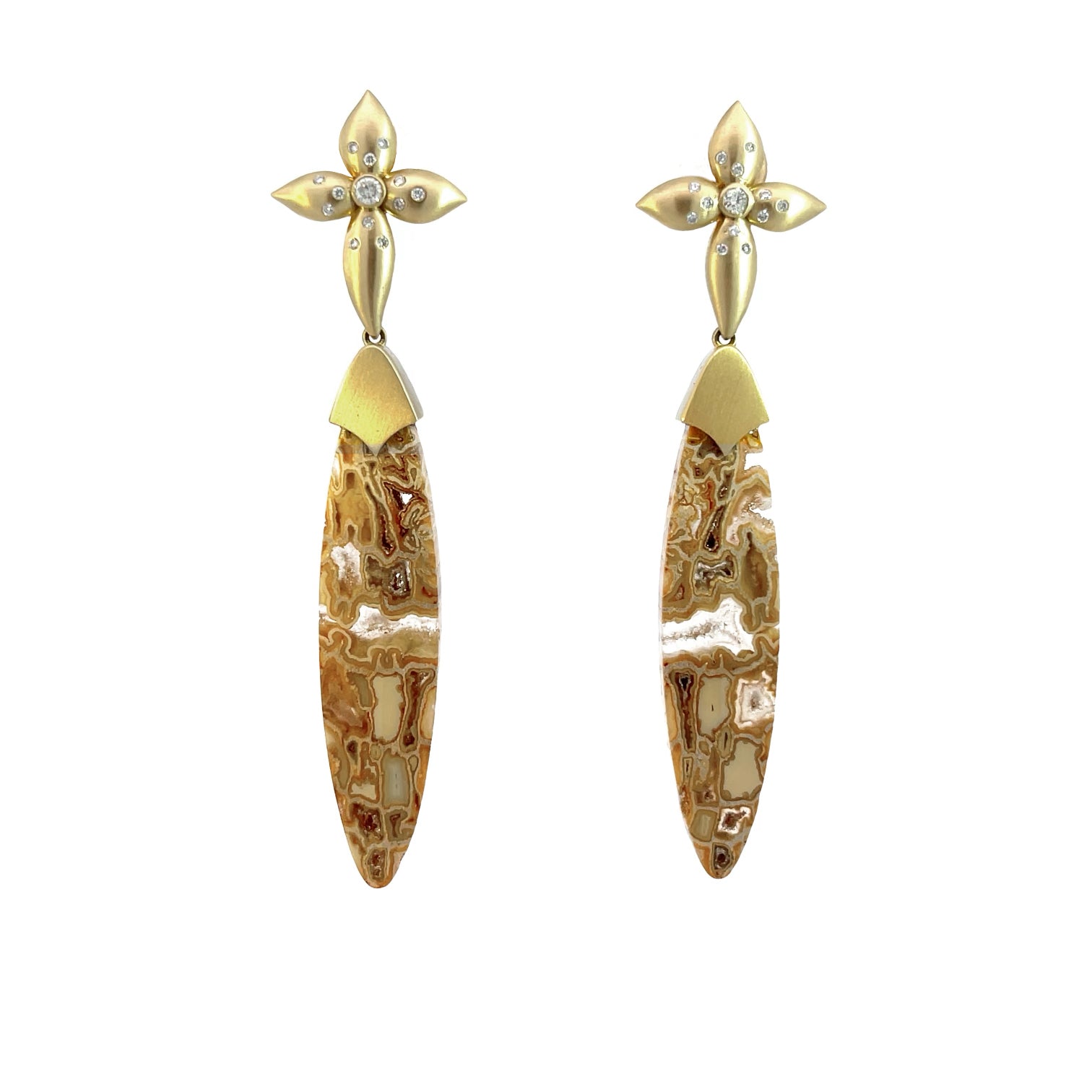Petrified Palm Wood Drops, Diamond Petal Posts