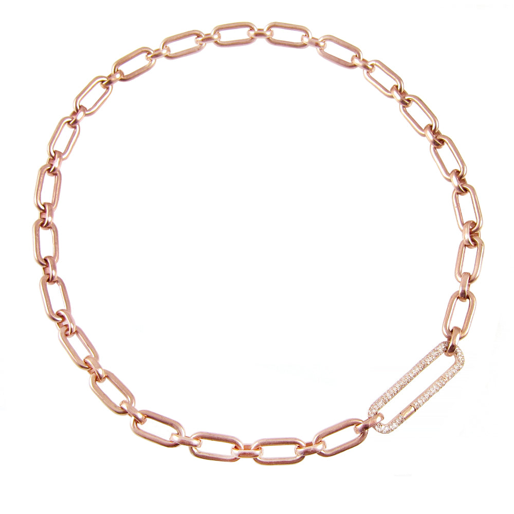 14k Heavy Mixed Link, Diamond Clasp