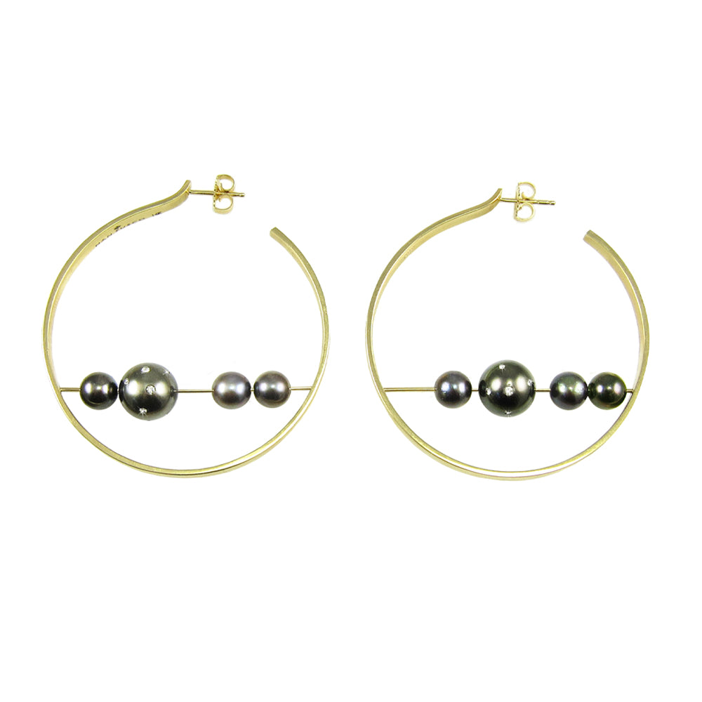 Abacus Hoops with Diamonds & Pearls