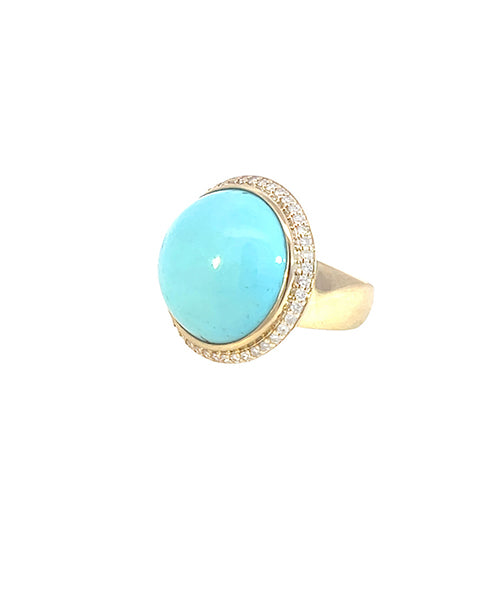 Sleeping Beauty Turquoise, Diamond Ring