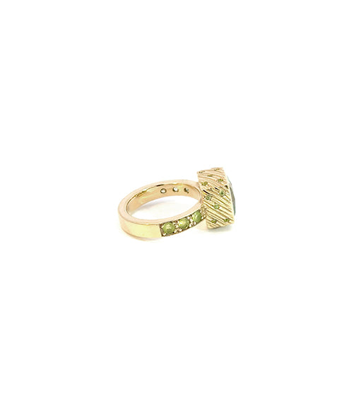 Princess Cut Tourmaline & Peridot Ring