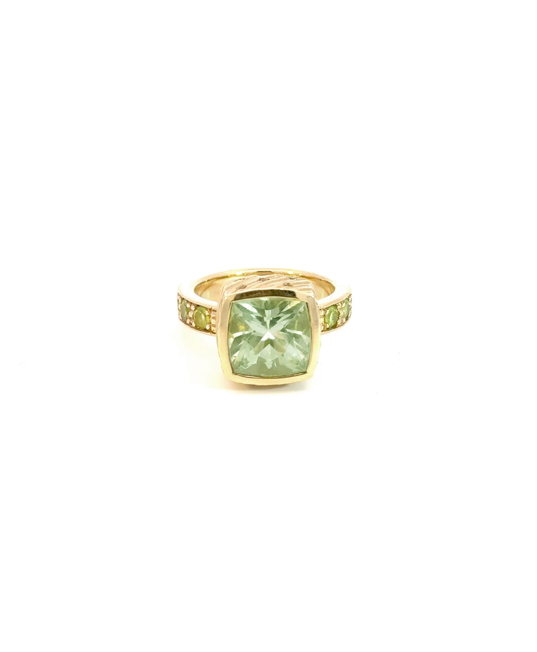 Princess Cut Tourmaline & Peridot Ring