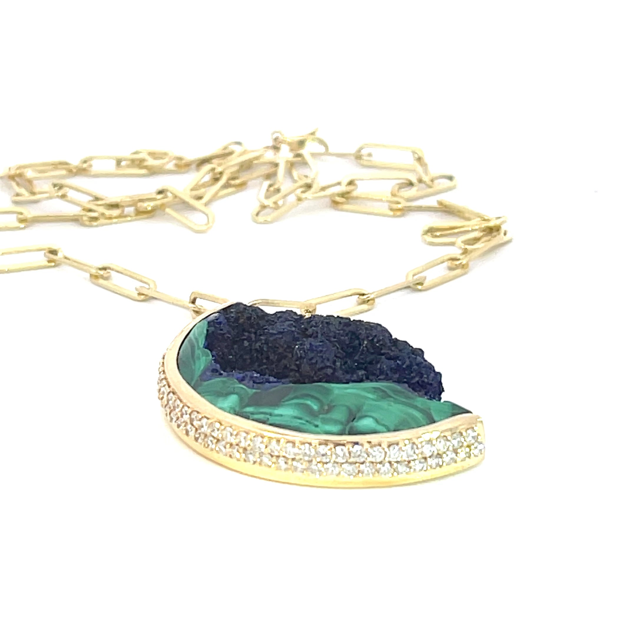Azurite Crystals in Malachite Moon