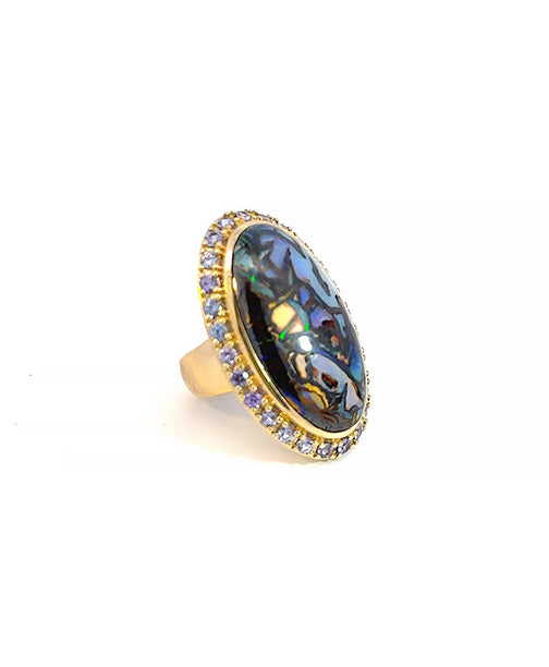Yowah Opal & Iolite Ring