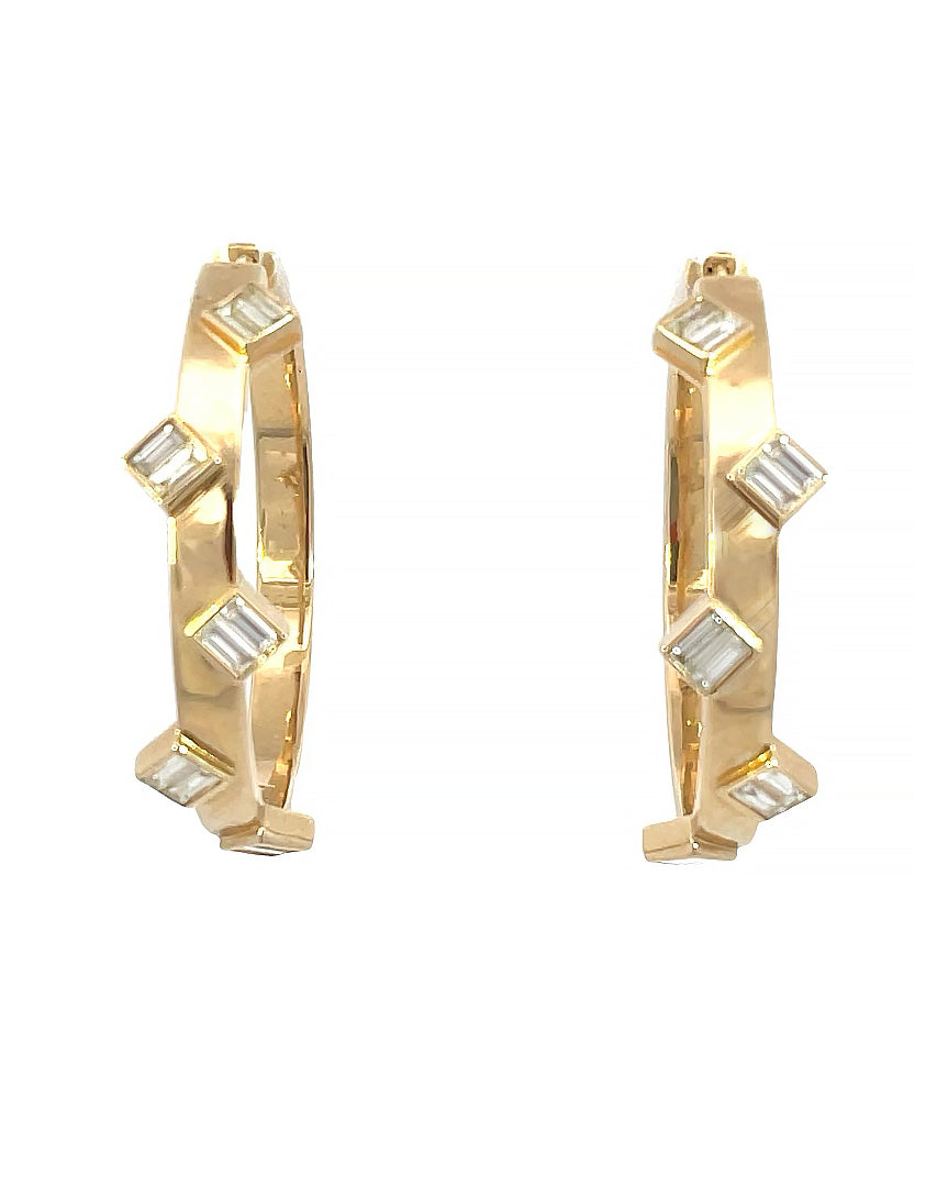 Double Baguette Hoops