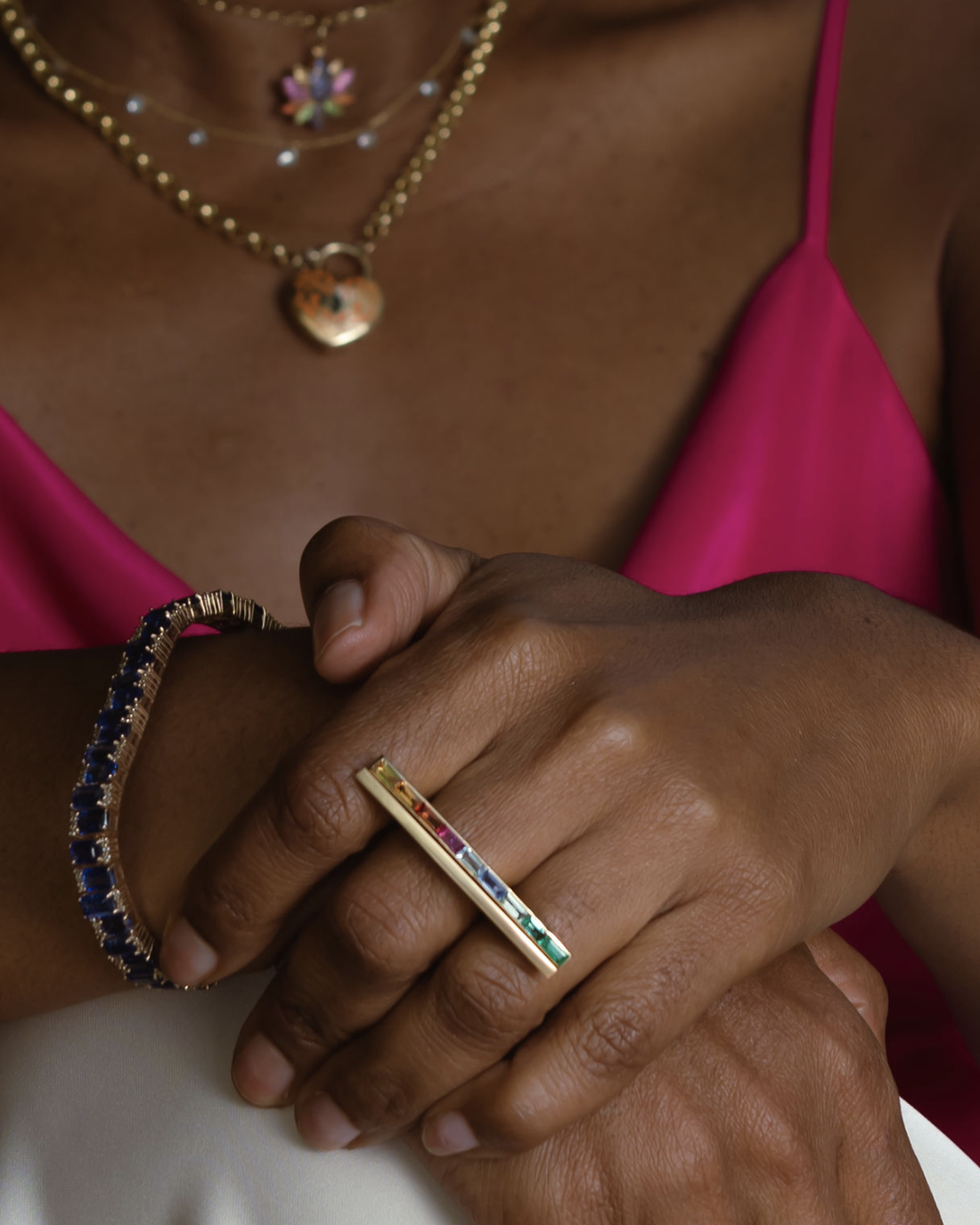 Gold double 2025 bar ring