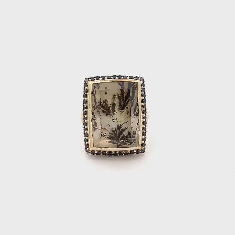 Dendritic Agate, Mother of Pearl Ring