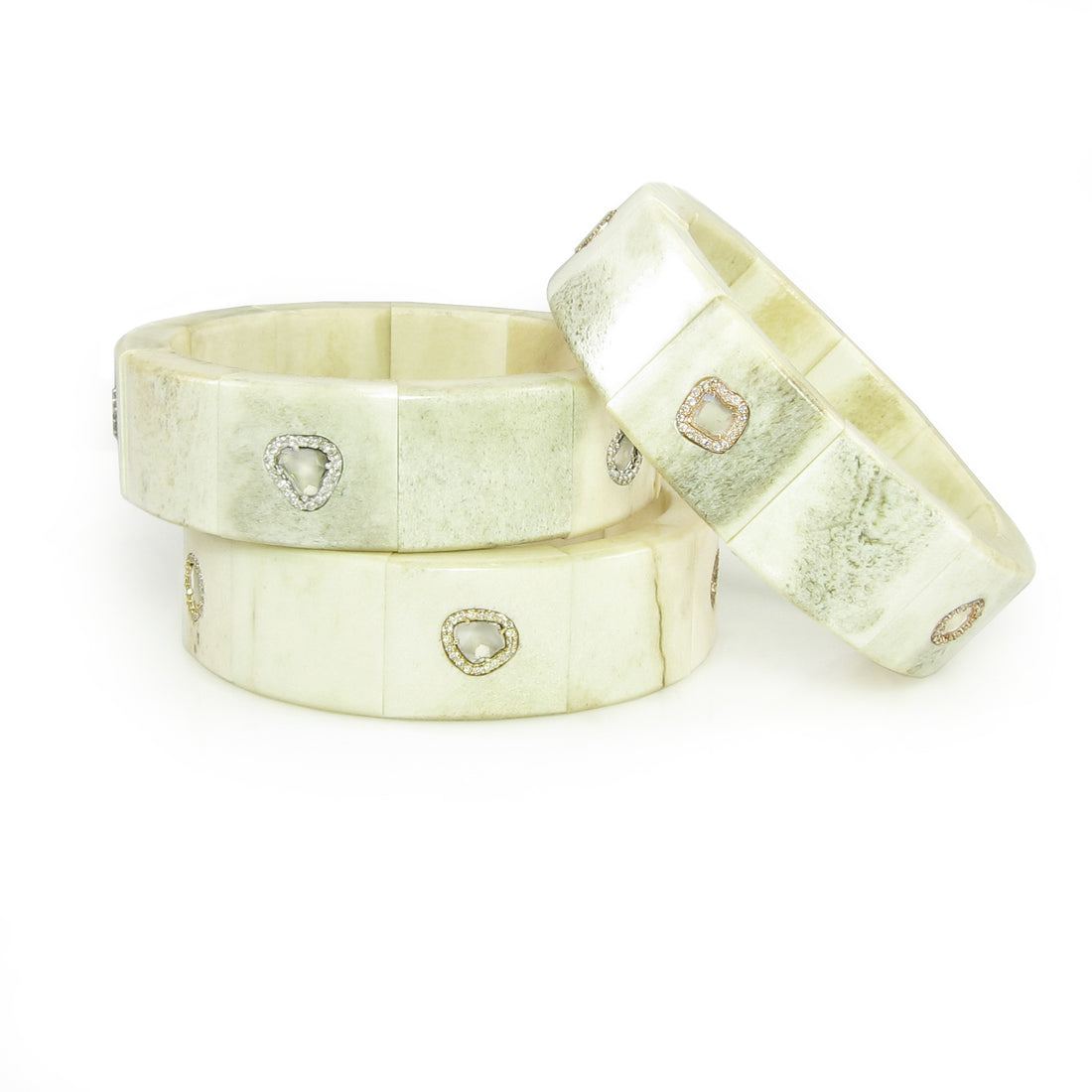 A beautiful mix of organic and fine jewelry in a stretch moose antler bracelet.