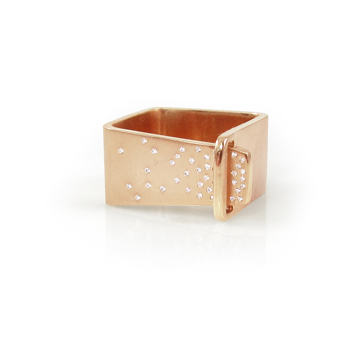 unique and edgy square statement ring with diamonds